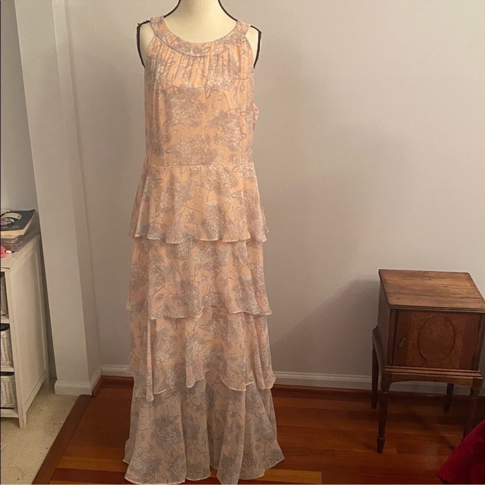Tommy Hilfiger Tiered Dress | 14 | light pink & gray